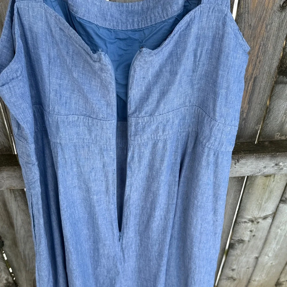 Boden Virginie Linen Midi Dress Chambray bra friendly coastal 16/18R 16 18 - Picture 15 of 16